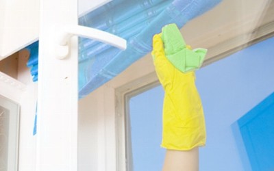 Person Cleaning the Window 